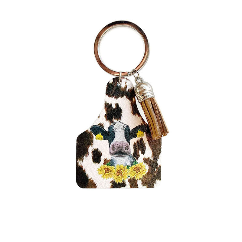 Wholesale Western Denim Leather Keychain